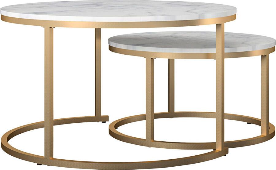 CosmoLiving by Cosmopolitan Salontafel Amelia 2 delig tafelblad van mdf bronskleurig onderstel van metaal - Foto 4