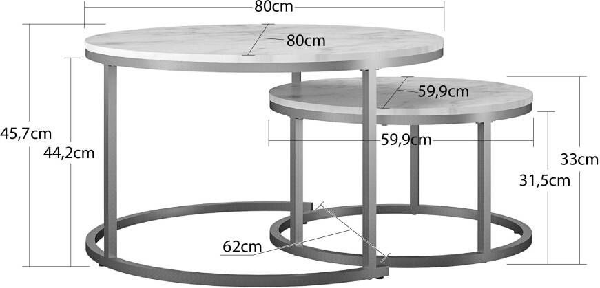 CosmoLiving by Cosmopolitan Salontafel Amelia 2 delig tafelblad van mdf bronskleurig onderstel van metaal - Foto 6