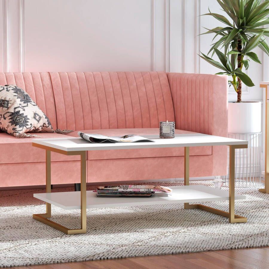 CosmoLiving by Cosmopolitan Salontafel CAMILA met 1 plank gemakkelijk te onderhouden mdf onderstel van metaal hoogte 45 cm (1 stuk) - Foto 2