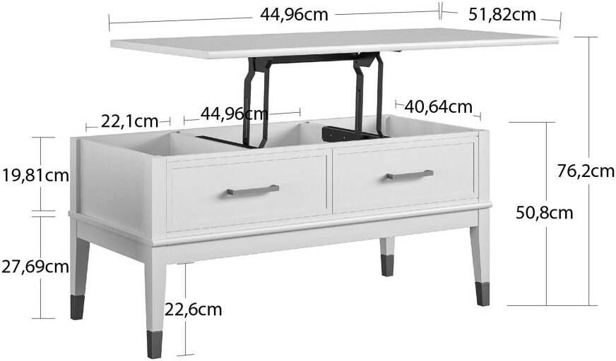 CosmoLiving by Cosmopolitan Salontafel Westerleigh Bergruimte van gemakkelijk te onderhouden mdf poten van massief hout hoogte 51-76 cm - Foto 5