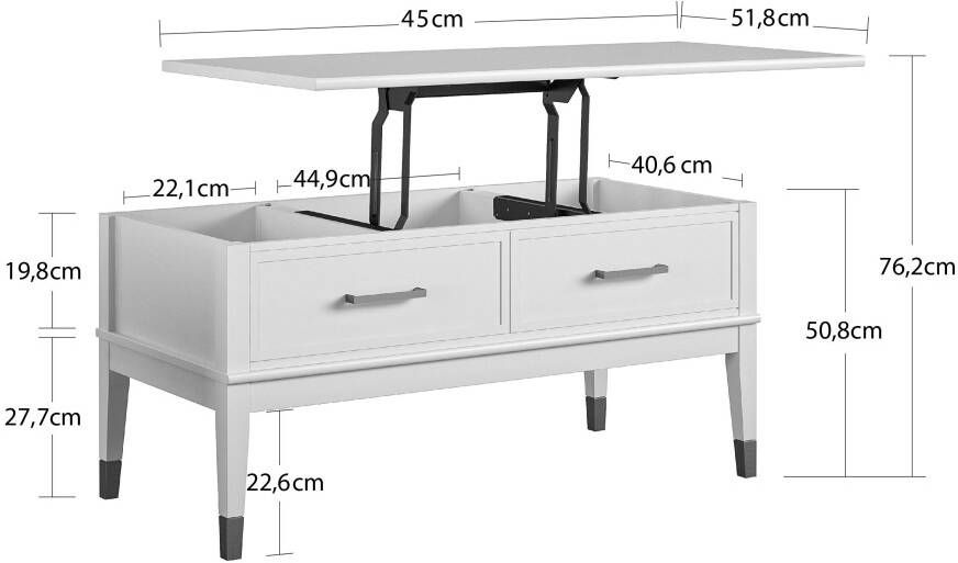 CosmoLiving by Cosmopolitan Salontafel Westerleigh Bergruimte van gemakkelijk te onderhouden mdf poten van massief hout hoogte 51-76 cm - Foto 6