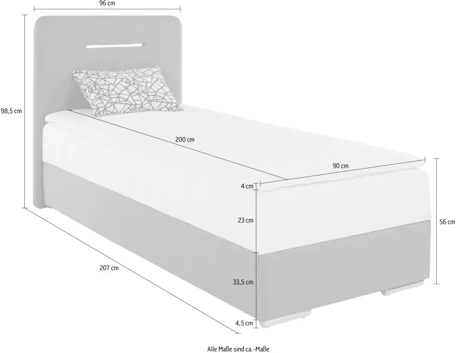 COTTA Boxspring Lighstar inclusief ledverlichting topmatras bedkist en sierkussen - Foto 4