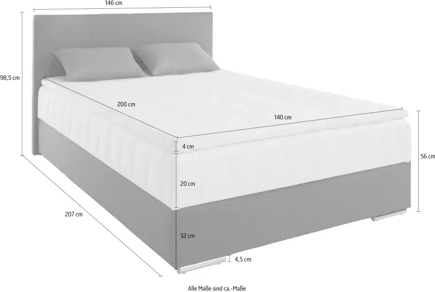 COTTA Boxspring Tom mit Bettkasten Topper und Zierkissen - Foto 5