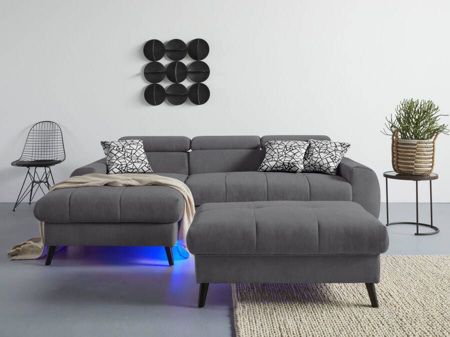 COTTA Hoekbank Mia L-vorm met 3 sierkussens 3-delige kussenset récamier naar keuze met of zonder rgb-verlichting - Foto 1