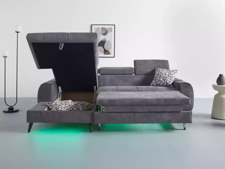 COTTA Hoekbank Mia L-vorm met 3 sierkussens 3-delige kussenset récamier naar keuze met of zonder rgb-verlichting - Foto 2