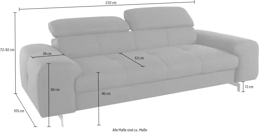 COTTA Zithoek Chef Set bestaande uit: 3-zitsbank met hoofdverstelling & hocker (set) - Foto 6