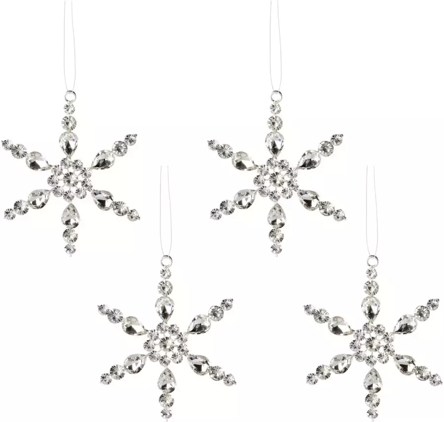 Creativ deco Boomversiering Sneeuwvlok kerstversiering (4 stuks)