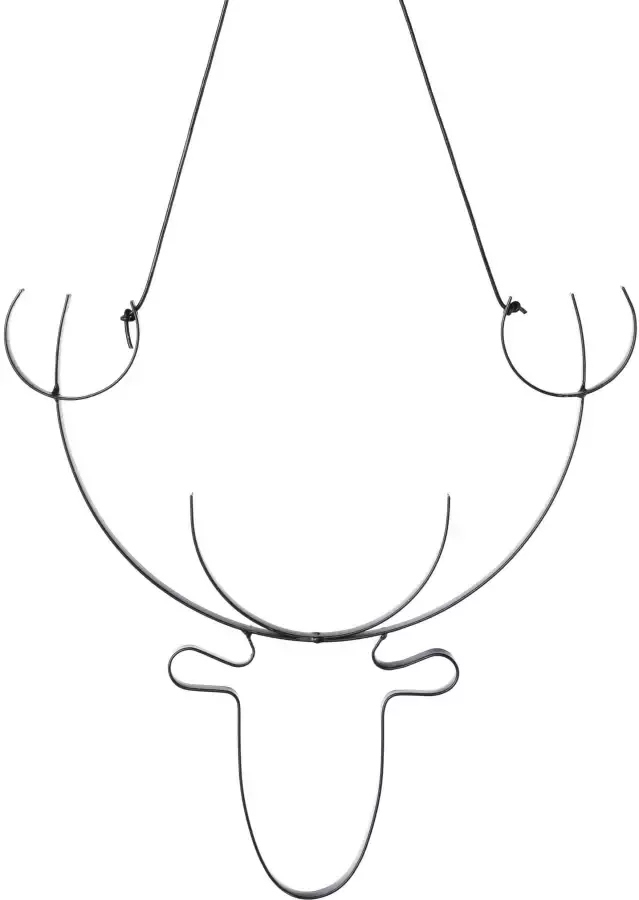 Creativ deco Sierhanger Kerst versiering Hertenkop van metaal met hoogwaardig leren band (2 stuks)