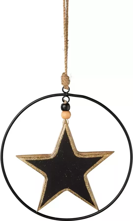 Creativ deco Sierster Kerstster kerstversiering met emaille-lak en metalen ring diameter ster 15 cm (2 stuks)