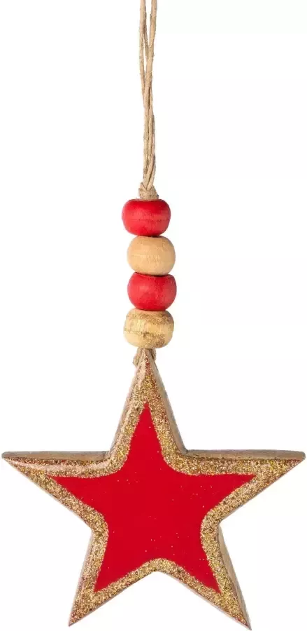 Creativ deco Sierster Kerstster kerstversiering rood kerstversiering (6 stuks)