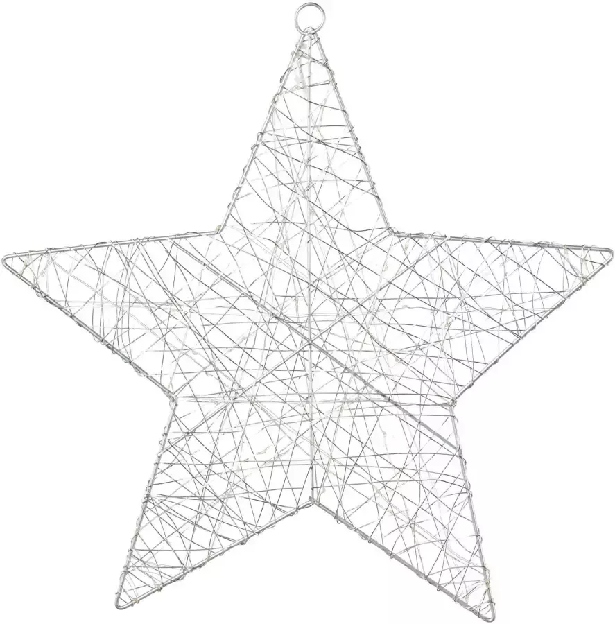 Creativ light Sierster Kerstster kerstversiering set van 2 met 30 leds 6-uurs timerfunctie (set 2 stuks)