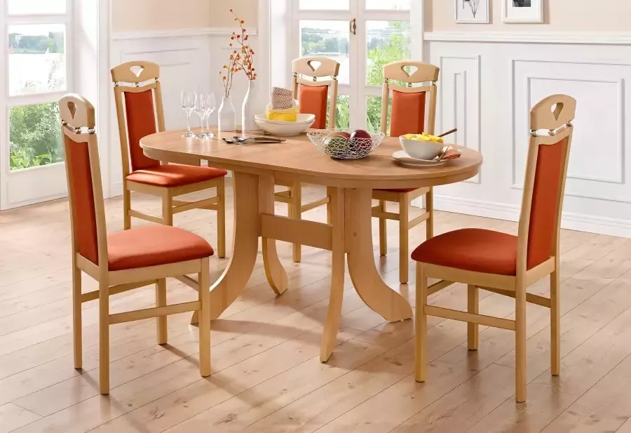 Home affaire Eetkamerstoel Berta Bekleding van microvezel frame van massief beukenhout (set 2 stuks)