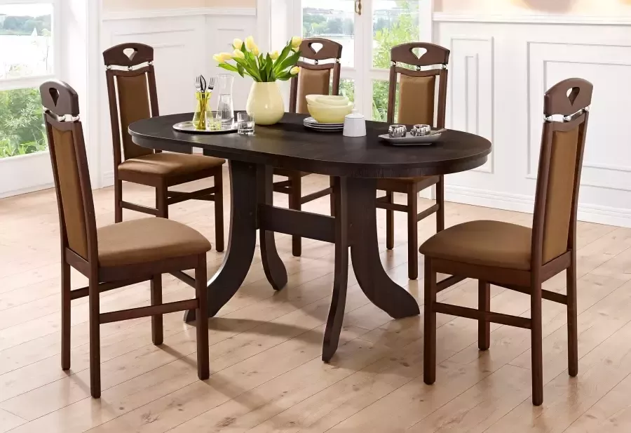 Home affaire Eetkamerstoel Berta Bekleding van microvezel frame van massief beukenhout (set 2 stuks)