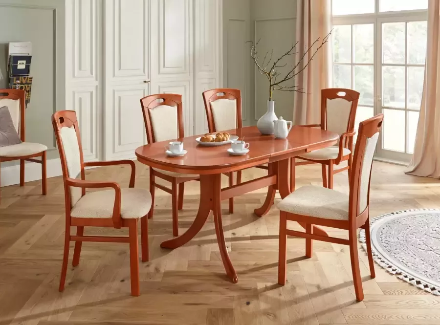 Home affaire Eetkamerstoel FERDI armstoel Made in Italy massief hout Bekleding fijne structuur (water- en vlekafstotend) of structuur