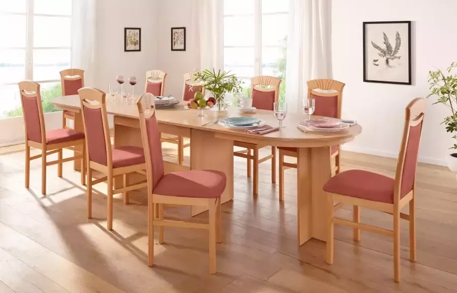 Home affaire Eetkamerstoel Franz slijtvast microvezel onderstel beuken naturel of wit houten stoel (set 2 stuks) - Foto 3
