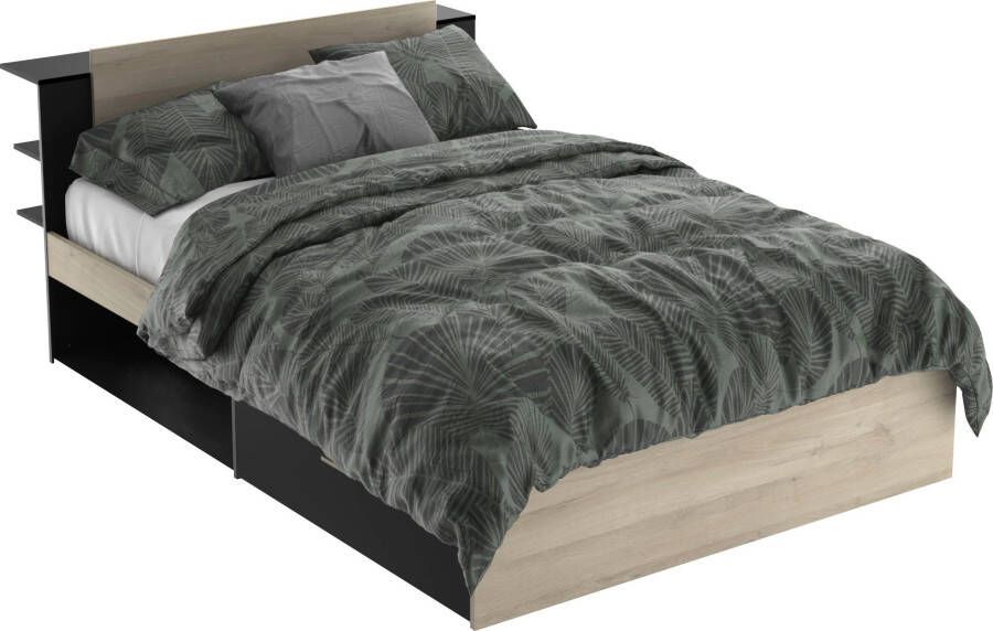 CBA Vente-unique Modulair bed 140 x 190 200 cm met opbergruimte Kleuren: naturel en zwart ERALIA L 144.7 cm x H 87.7 cm x D 227 cm - Foto 8
