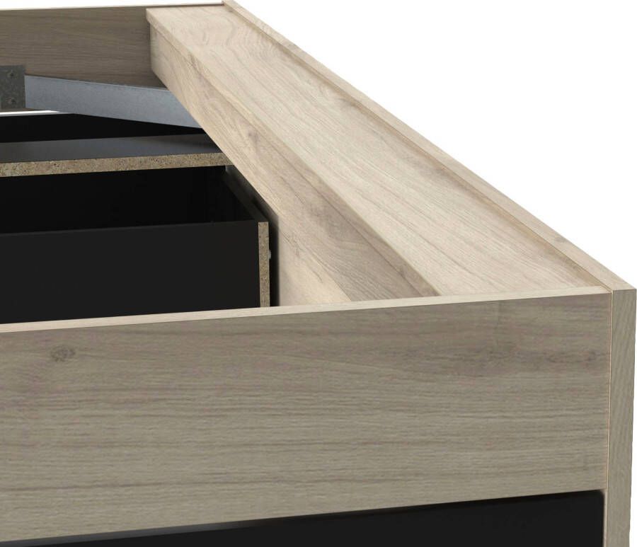 CBA Vente-unique Modulair bed 140 x 190 200 cm met opbergruimte Kleuren: naturel en zwart ERALIA L 144.7 cm x H 87.7 cm x D 227 cm - Foto 3
