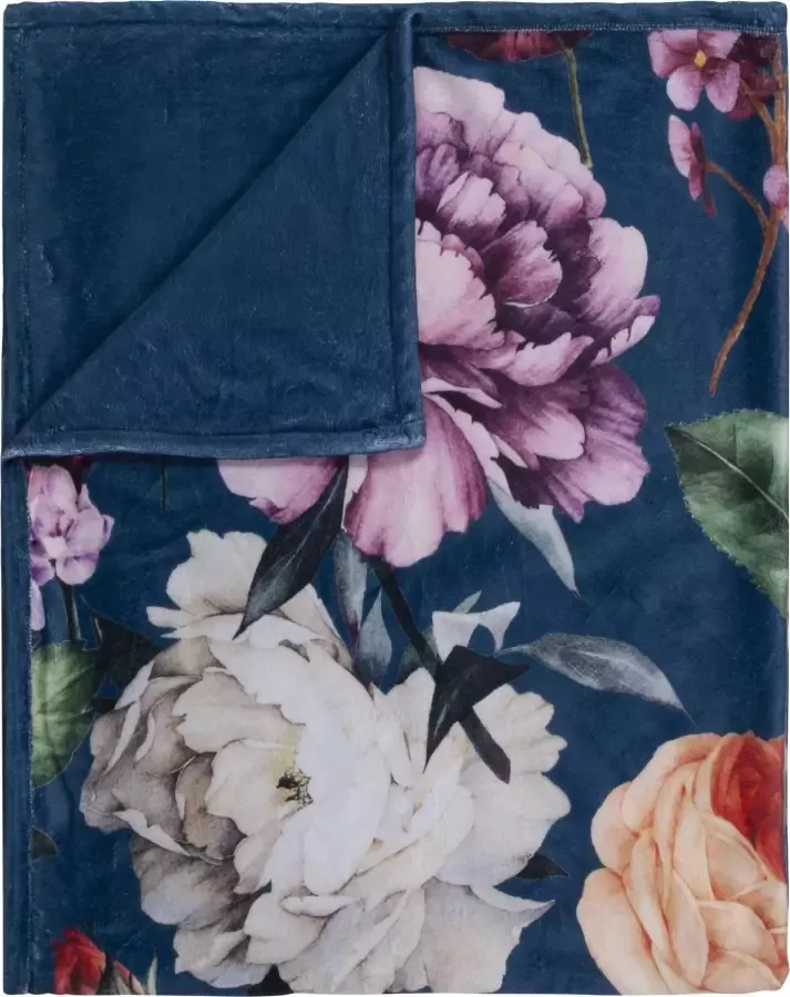 Descanso Plaid Fiori Zeer zacht knuffeldeken 130x160 cm omkeerbaar bloemen zand - Foto 3