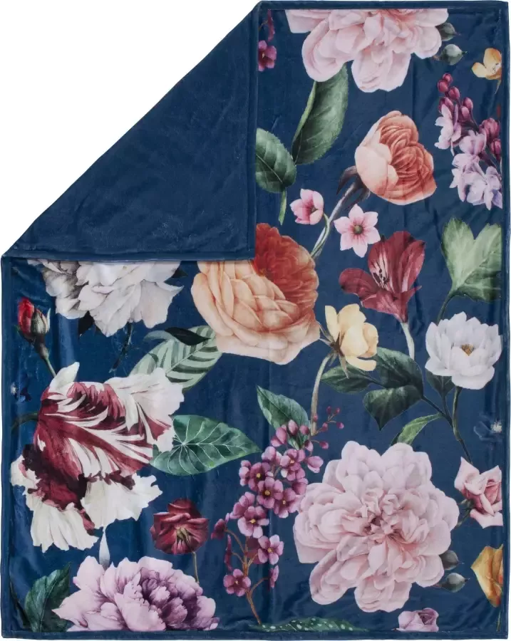Descanso Plaid Fiori Zeer zacht knuffeldeken 130x160 cm omkeerbaar bloemen zand - Foto 2