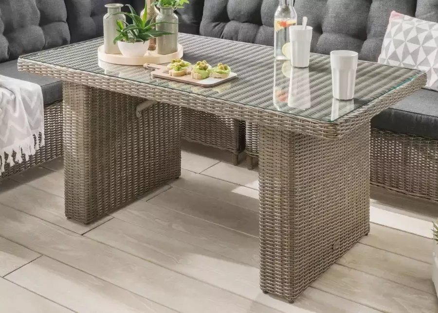 Destiny Tuin-eethoek Palma Polyrotan hoekset tafel 140x80x67cm incl. kussens (set 19-delig) - Foto 2