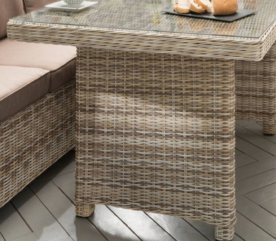 Destiny Tuinset Alcudia Polyrotan loungehoek 2 hockers tafel 150x90x73 cm + kussens (set 20-delig)