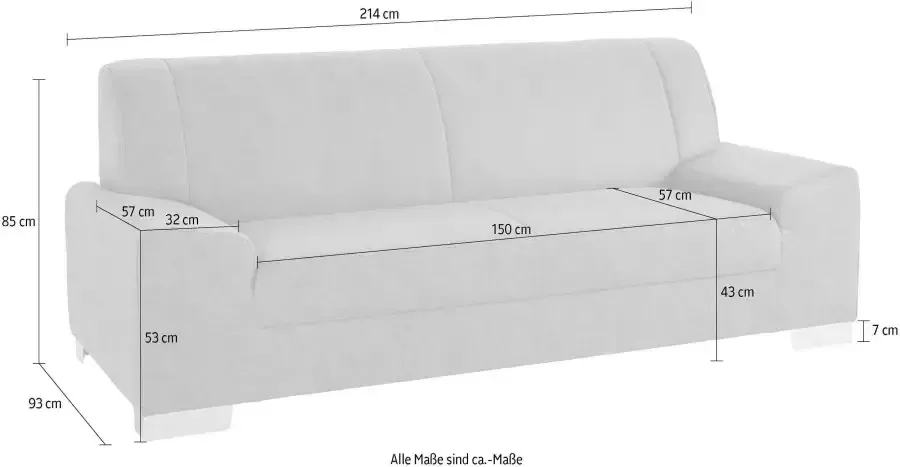 DOMO collection 2 5-zits Anzio kubistisch design platte armleuningen breedte 214cm - Foto 2