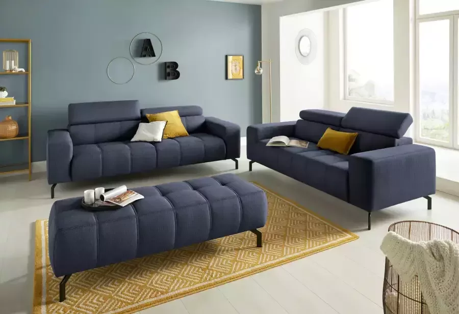 DOMO collection 2-zitsbank Cunelli tijdloos en elegant moderne zitnaden als designelement naar keuze met 6-voudig verstelbare hoofdsteunen stevig zitcomfort