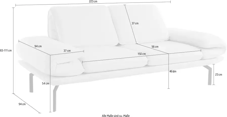 DOMO collection 2-zitsbank New York naar keuze met verstelbare arm- en rugleuning met hoekvoet van metaal - Foto 5