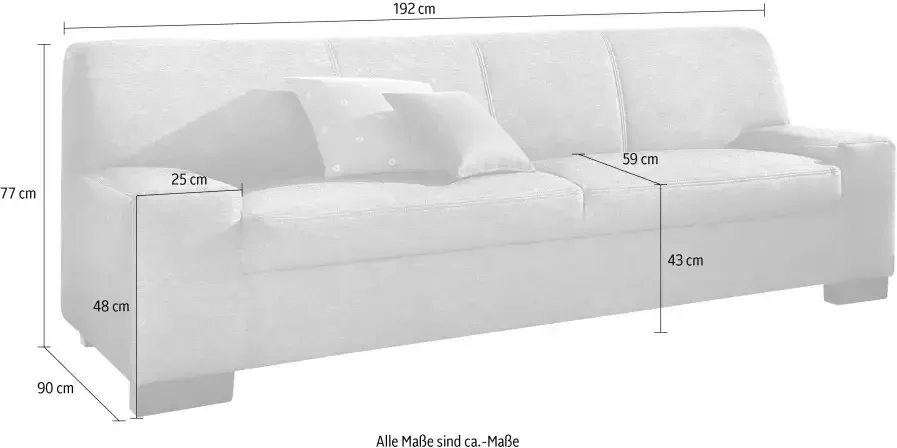 DOMO collection 2-zitsbank Norma tijdloos kubisch en elegant comfortabel platte armleuningen
