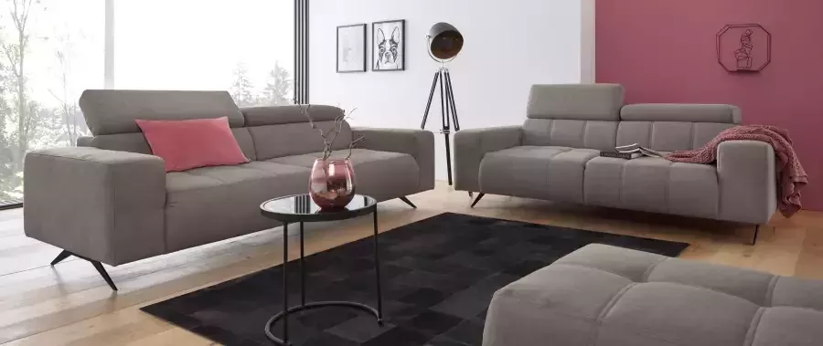 DOMO collection 2-zitsbank Trento met sledevoet of enkele voet keuze met hoofdeinde verstelbaar en in twee maten verkrijgbaar - Foto 4