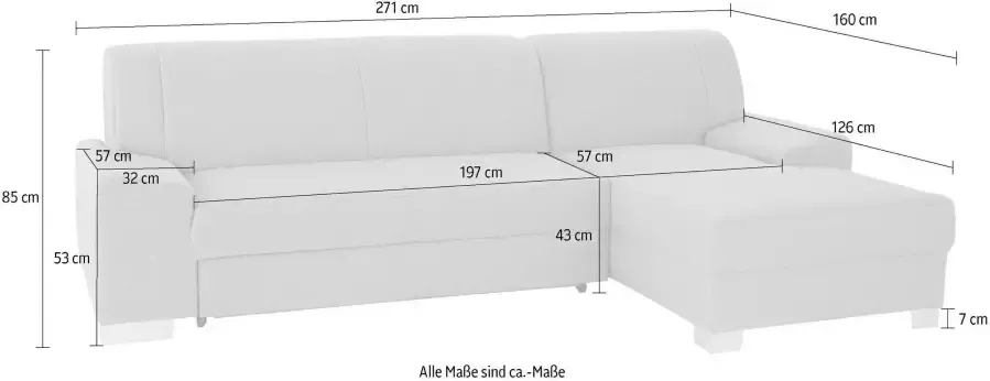 DOMO collection Hoekbank Anzio L-vorm met bedfunctie bonnellvering hoogwaardig breedte 271 cm - Foto 3