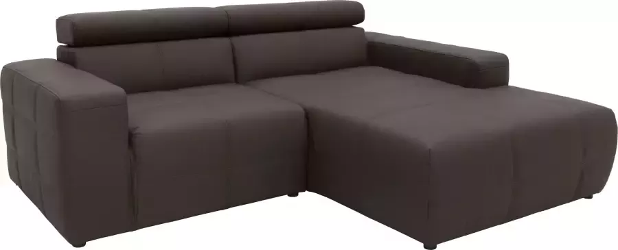 DOMO collection Hoekbank Brandon B T H: 214 100 80 cm L-vorm Met verstelbare hoofdsteun ook in leer en cord L-model - Foto 4