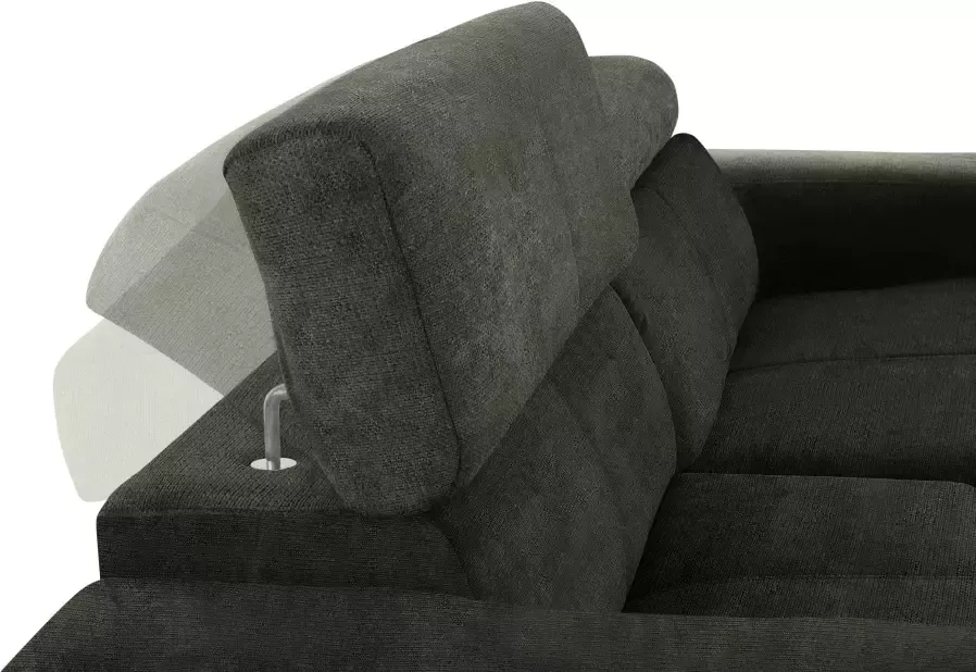 DOMO collection Hoekbank Brandon B T H: 214 100 80 cm L-Form Met verstelbare hoofdsteun ook in leer en cord L-model - Foto 2
