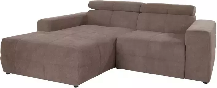 DOMO collection Hoekbank Brandon B T H: 214 100 80 cm L-vorm Met verstelbare hoofdsteun ook in leer en cord L-model - Foto 3