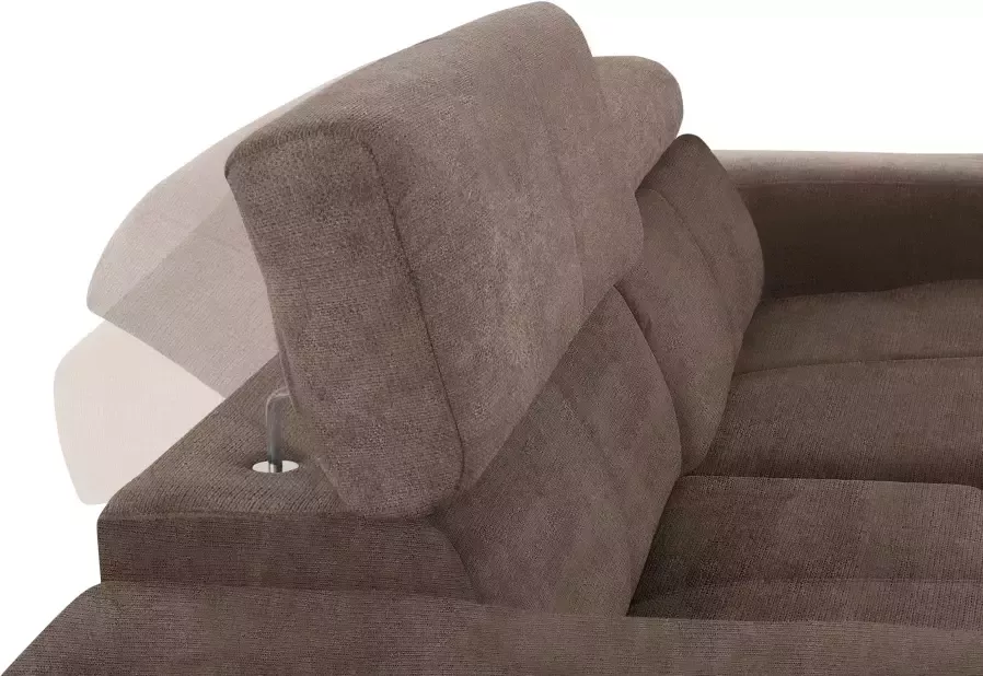 DOMO collection Hoekbank Brandon B T H: 214 100 80 cm L-vorm Met verstelbare hoofdsteun ook in leer en cord L-model - Foto 2