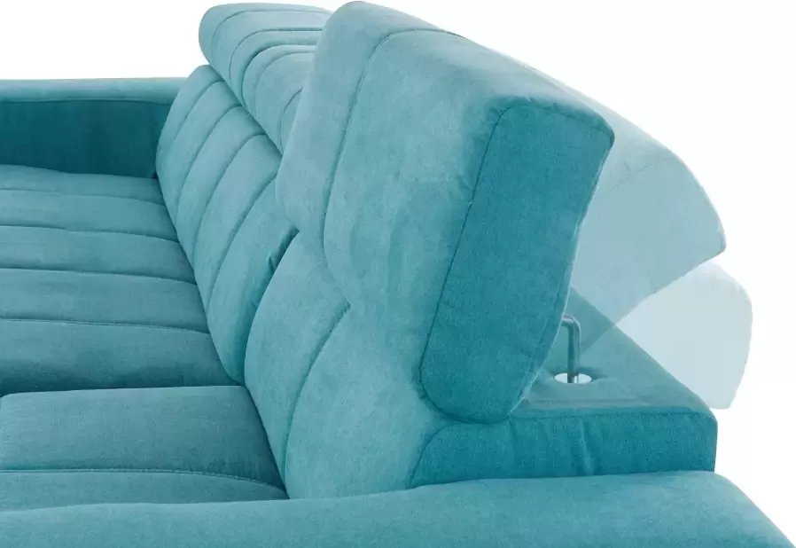 DOMO collection Hoekbank Brandon grote uitvoering B D H: 289 177 80 cm ook in leer en cord met hoofdsteunverstelling optionele zitdiepteverstelling l-vormig - Foto 2