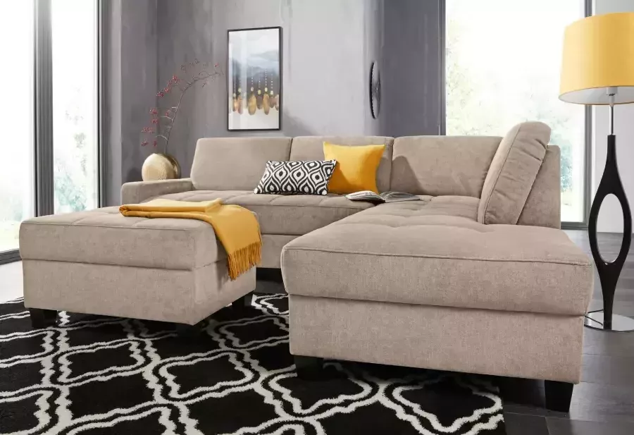 DOMO collection Hoekbank Florentina tijdloos en elegant zitnaden als designelement L-vorm keuze met slaapfunctie met contrastnaad comfortabele zithoogte 47 cm - Foto 2