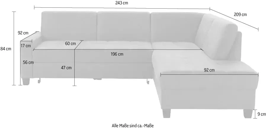 DOMO collection Hoekbank Florentina tijdloos en elegant zitnaden als designelement L-vorm keuze met slaapfunctie met contrastnaad comfortabele zithoogte 47 cm - Foto 4