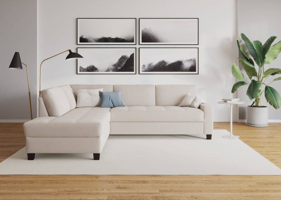 DOMO collection Hoekbank Florentina tijdloos en elegant zitnaden als designelement L-vorm keuze met slaapfunctie met contrastnaad comfortabele zithoogte 47 cm - Foto 3