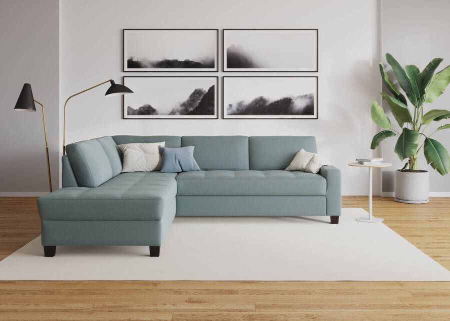 DOMO collection Hoekbank Florentina tijdloos en elegant zitnaden als designelement L-vorm keuze met slaapfunctie met contrastnaad comfortabele zithoogte 47 cm - Foto 3