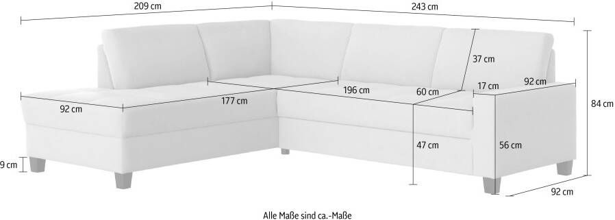DOMO collection Hoekbank Florentina tijdloos en elegant zitnaden als designelement L-vorm keuze met slaapfunctie met contrastnaad comfortabele zithoogte 47 cm - Foto 10