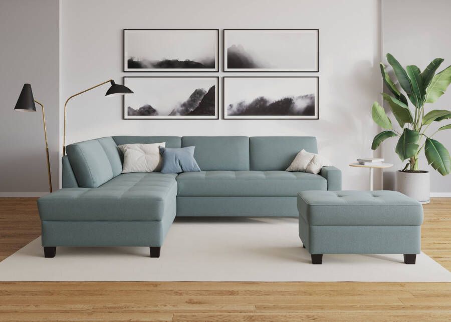 DOMO collection Hoekbank Florentina tijdloos en elegant zitnaden als designelement L-vorm keuze met slaapfunctie met contrastnaad comfortabele zithoogte 47 cm - Foto 4