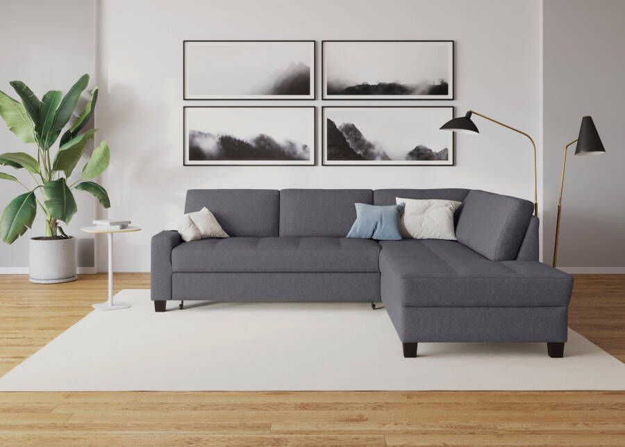DOMO collection Hoekbank Florentina tijdloos en elegant zitnaden als designelement L-vorm keuze met slaapfunctie met contrastnaad comfortabele zithoogte 47 cm - Foto 3