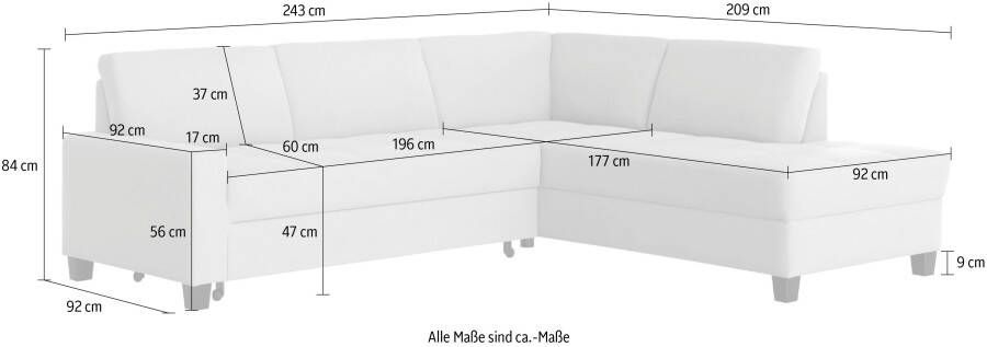 DOMO collection Hoekbank Florentina tijdloos en elegant zitnaden als designelement L-vorm keuze met slaapfunctie met contrastnaad comfortabele zithoogte 47 cm - Foto 12
