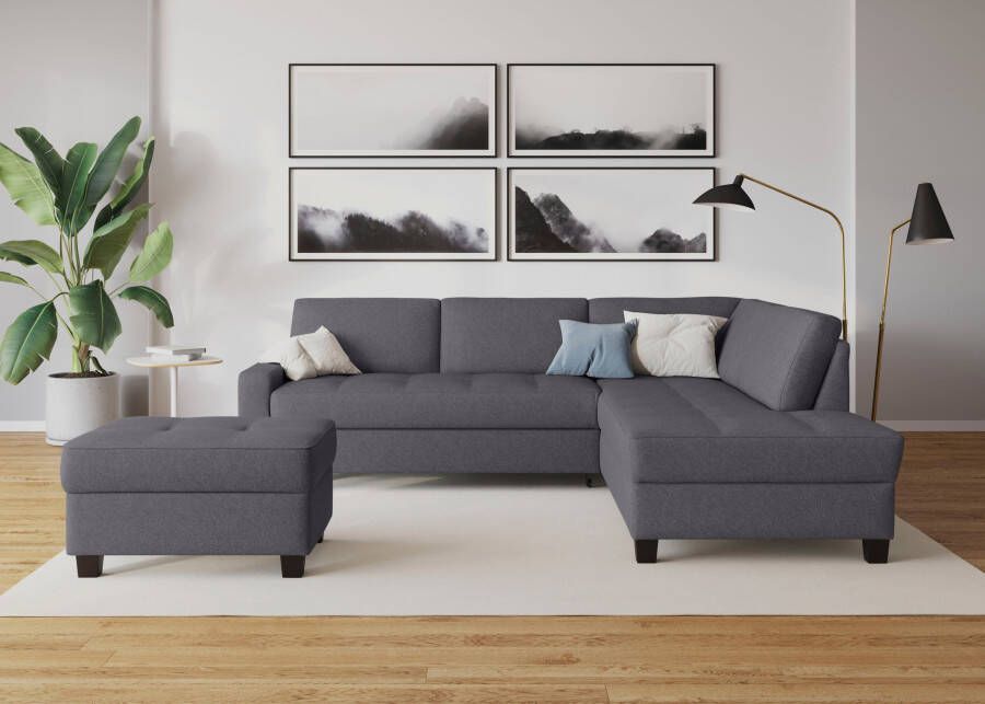 DOMO collection Hoekbank Florentina tijdloos en elegant zitnaden als designelement L-vorm keuze met slaapfunctie met contrastnaad comfortabele zithoogte 47 cm - Foto 4