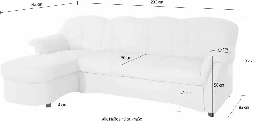 DOMO collection Hoekbank Flores slaapbank B D H: 233 142 86 cm L-vorm naar keuze met slaapfunctie naar keuze met binnenvering ook in leer - Foto 7