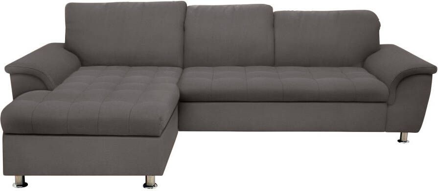 DOMO collection Hoekbank Franzi stiksels op de zitting B7T H: 278x162x80 cm L-model naar keuze met slaapfunctie bedkist en verstelbare hoofdsteun - Foto 2