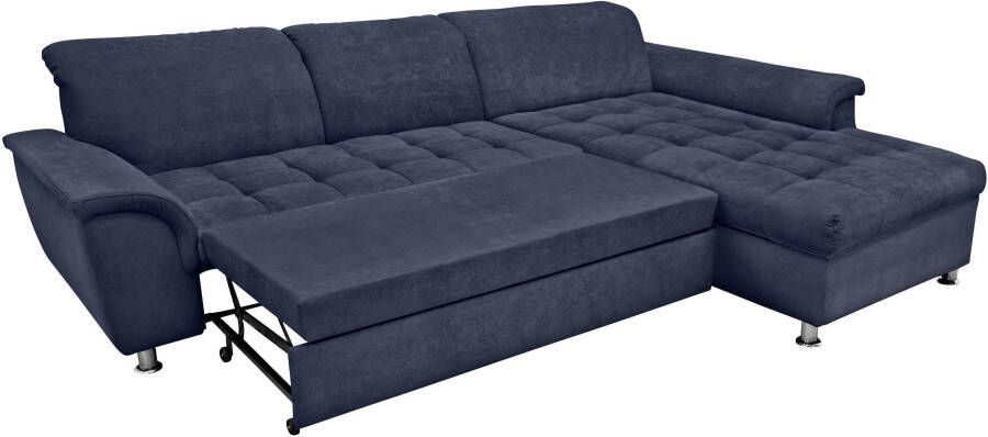 DOMO collection Hoekbank Franzi stiksels op de zitting B7T H: 278x162x80 cm L-model naar keuze met slaapfunctie bedkist en verstelbare hoofdsteun - Foto 1