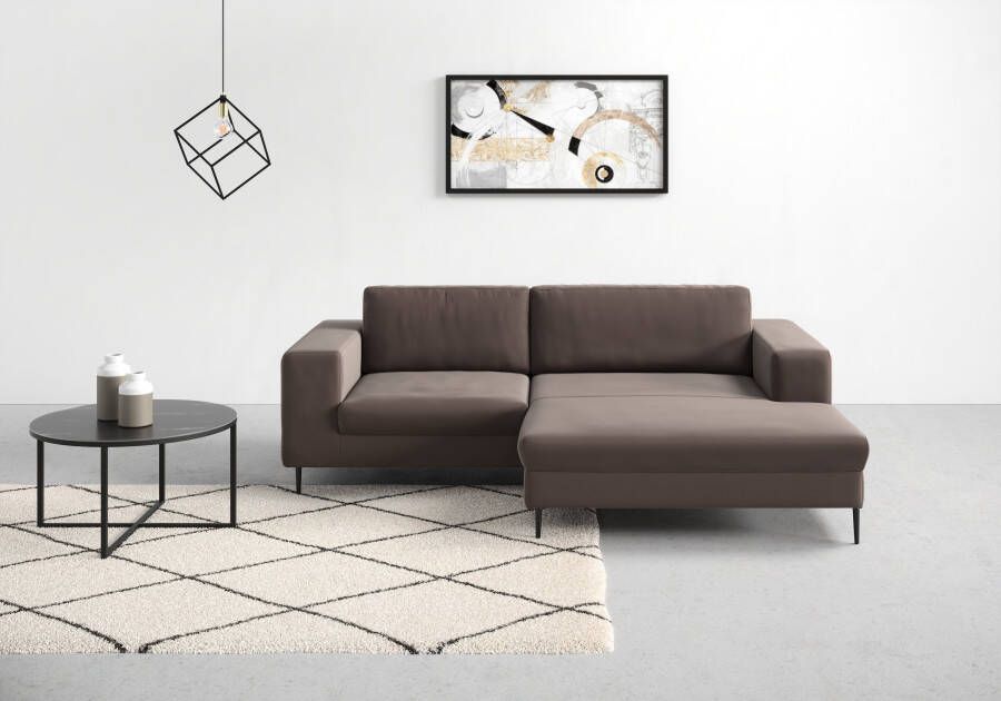 DOMO collection Hoekbank Modica L-Form moderne look met royale récamier ook in cord