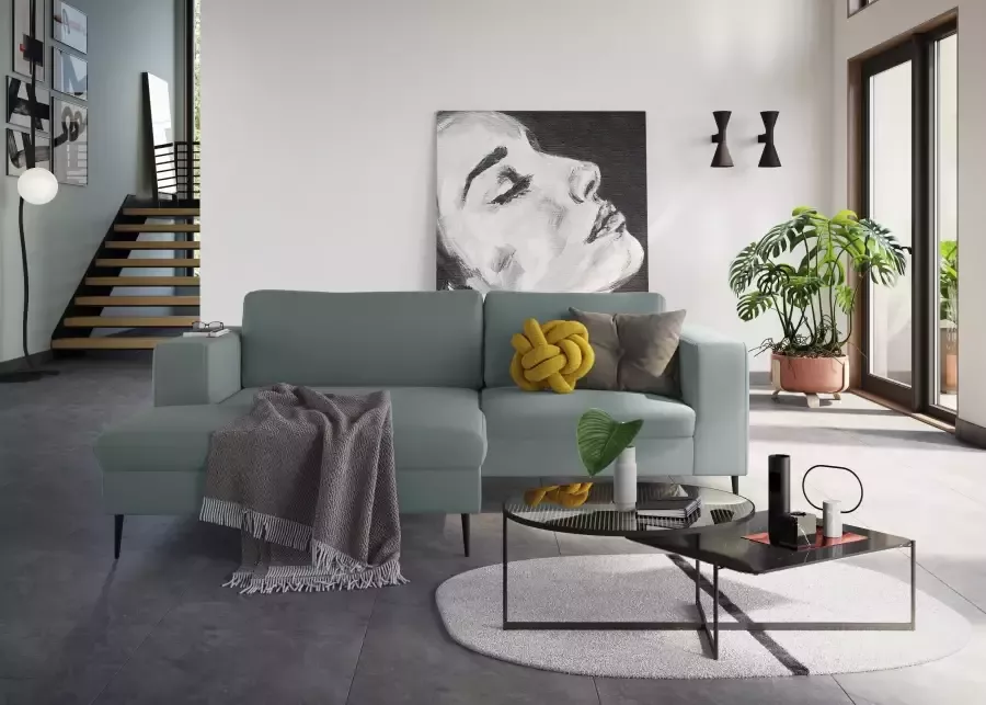 DOMO collection Hoekbank Modica compact en elegant breedte 244 L-vorm moderne uitstraling met royale recamière ook in cord - Foto 1